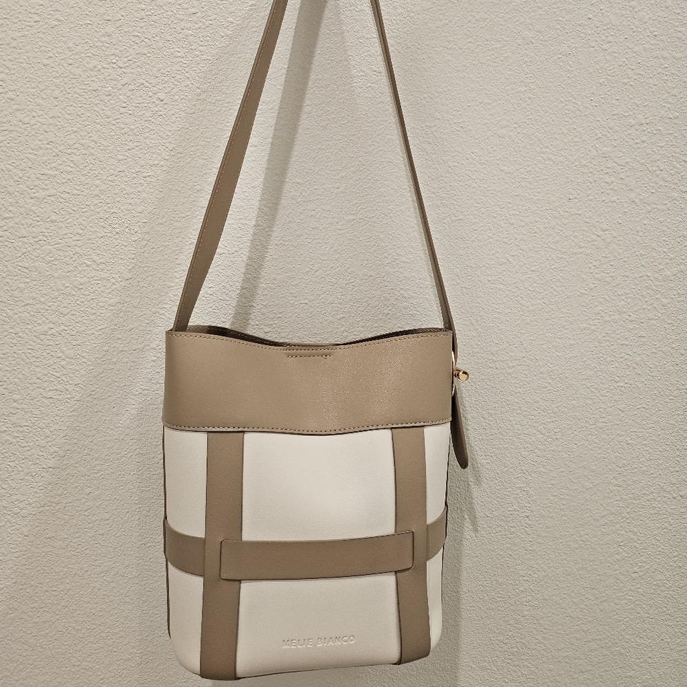 Melie Bianco Brynn Bone Vegan Shoulder Bag Bucket Purse
